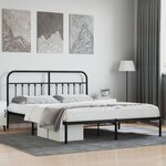 vidaXL Cadre de lit métal avec tête de lit noir 183x213 cm