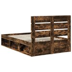 vidaXL Cadre de lit Chêne fumé 120 x 190 cm Bois de pin massif