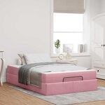 vidaXL Cadre de lit avec matelas Rose 120 x 200 cm Velours