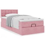 vidaXL Cadre de lit ottoman avec matelas rose 90x200 cm velours
