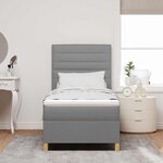 vidaXL Lit à ressorts avec matelas Gris clair 100 x 200 cm tissu