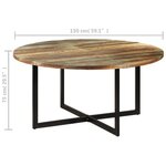 vidaXL Table à manger 150x75 cm Bois massif de récupération