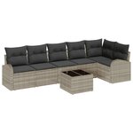vidaXL Ensemble de canapé de jardin 7 Pièces Gris clair Poly rotin