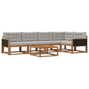 vidaXL Ensemble de canapés d'extérieur 6 Pièces Naturel et Gris clair