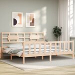 vidaXL Cadre de lit avec tête de lit 200x200 cm bois massif