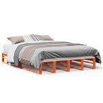 vidaXL Cadre de lit sans matelas cire marron 135x190cm bois pin massif