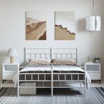 vidaXL Cadre de lit métal sans matelas et pied de lit blanc 135x190 cm
