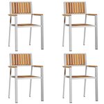 vidaXL Chaise de jardin 4 pc Bois d'acacia massif et acier inoxydable