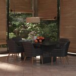 vidaXL Ensemble à dîner de jardin 7 Pièces Résine tressée Noir