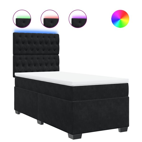 vidaXL Sommier à lattes de lit avec matelas Noir 90x200 cm Velours