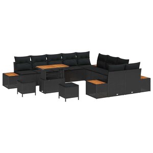 vidaXL Ensemble de canapé de jardin avec coussin Noir Poly rotin