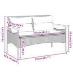 vidaXL Banc de jardin avec coussins 116x62 5x74 cm noir résine tressée
