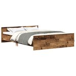 vidaXL Cadre de lit sans matelas vieux bois 135x190cm bois ingénierie