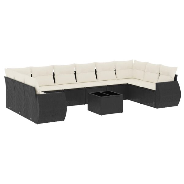 vidaXL Salon de jardin 11 Pièces avec coussins noir résine tressée