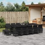 vidaXL Ensemble à manger de jardin 15 Pièces coussins noir résine tressée