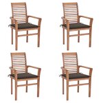 vidaXL Chaises à manger lot de 4 et coussins taupe Bois de teck solide