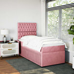 vidaXL Sommier à lattes de lit avec matelas Rose 90x200 cm Velours