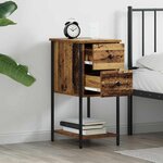 vidaXL Cabinet de chevet avec tiroir 2 Pièces Bois ancien 32 x 42 x 70 cm