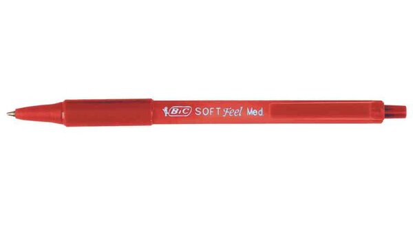 Stylo à bille rétractable Soft Feel Clic grip pointe moyenne rouge BIC