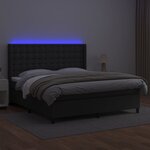 vidaXL Sommier à lattes de lit matelas LED Noir 180x200cm Similicuir