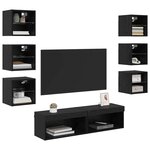 vidaXL Meuble TV avec des lumières à LED 8 Pièces Chêne noir Verre