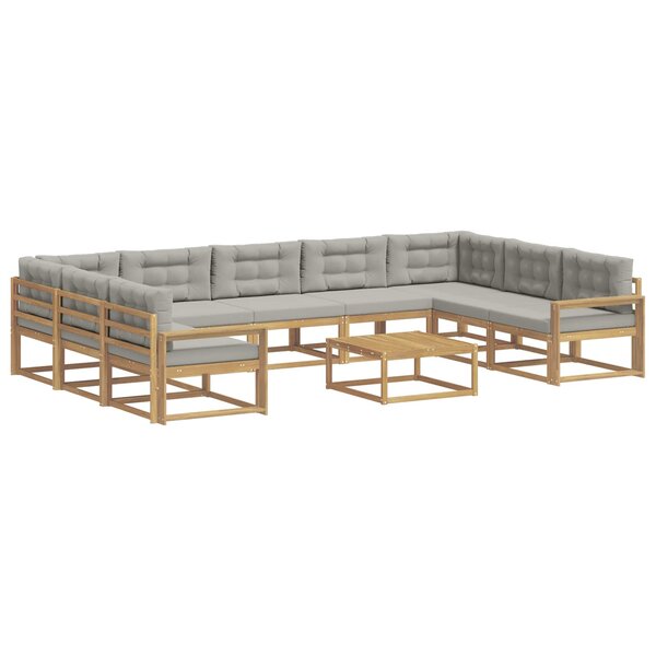 vidaXL Ensemble de canapés d'extérieur 10 Pièces Blanc et gris clair