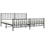 vidaXL Cadre de lit métal sans matelas avec pied de lit noir 200x200cm