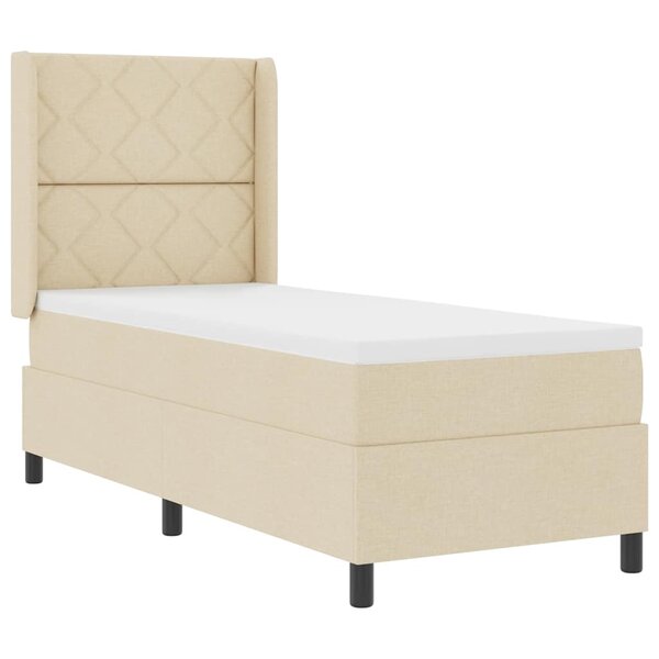 vidaXL Lit à ressort LED avec matelas Crème 80 x 200 cm tissu