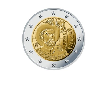Monnaie 2 euros commémorative espagne 2022 -  premier tour du monde