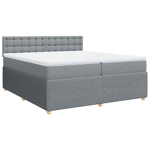 vidaXL Sommier à lattes de lit avec matelas Gris clair 200x200cm Tissu