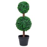 vidaXL Plante de buis artificiel avec pot Forme de boule Vert 60 cm