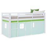 Lit mi-hauteur 90x200 cm sommier rideau vert