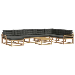 vidaXL Ensemble de canapés d'extérieur 9 Pièces Blanc et anthracite