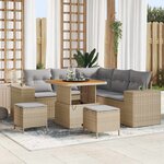 vidaXL Ensemble de canapé de jardin 8 Pièces Beige polyrotin