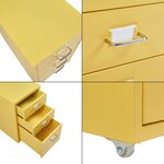 Caisson de bureau armoire meuble de rangement à roulettes acier 48 x 28 x 41 cm jaune 03_0009119