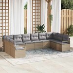 vidaXL Ensemble de canapé de jardin 10 Pièces Beige Poly rotin