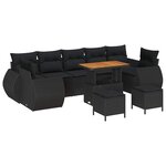 vidaXL Ensemble de canapé de jardin 10 Pièces Noir 90 x 55 x 71 cm