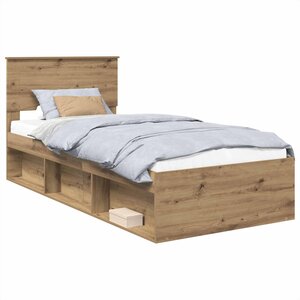 vidaXL Cadre de lit Chêne artisan 90 x 190 cm Bois d'ingénierie