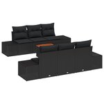 vidaXL Ensemble de canapés de jardin 7 Pièces Noir 55 x 55 x 37 cm
