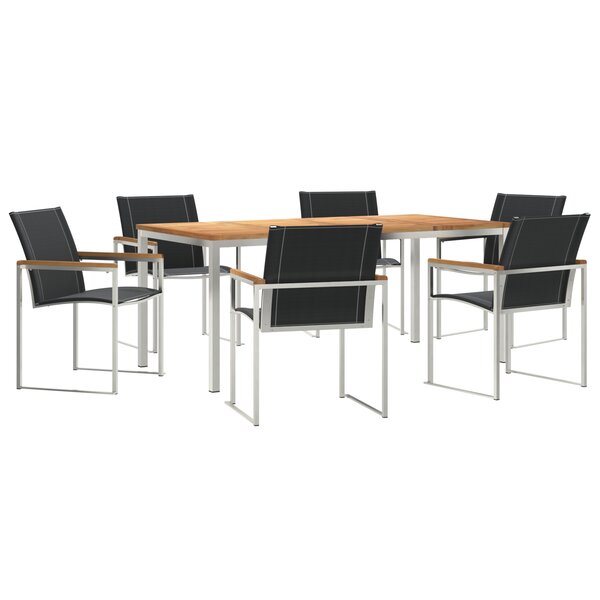 vidaXL Ensemble de jardin 7 pièces en bois massif d'acacia et en inox