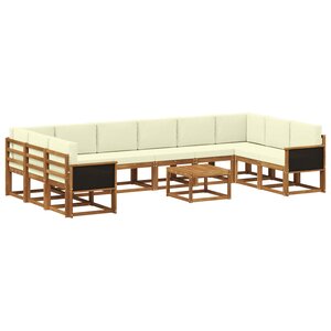 vidaXL Ensemble de canapés d'extérieur 11 pc Naturel et Crème