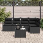 vidaXL Ensemble de canapé de jardin avec coussin 6 Pièces Noir