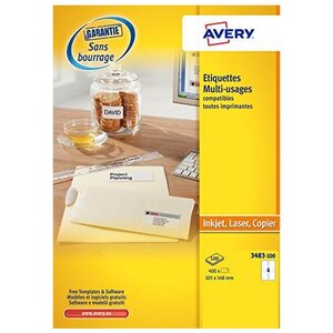 Boîte de 400 étiquettes blanches multi usages 105 x 148 mm avery