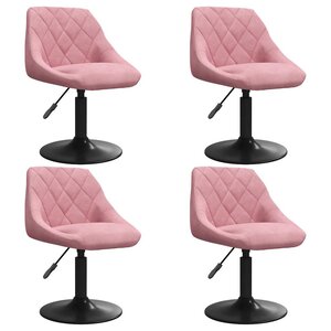 vidaXL Chaises pivotantes à manger lot de 4 rose velours