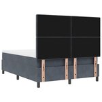 vidaXL Lit à ressorts avec matelas Gris foncé 160 x 200 cm Velours