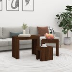 vidaXL Tables basses gigognes 3 Pièces chêne marron bois d'ingénierie