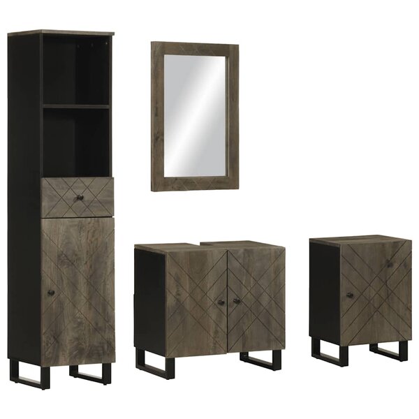 vidaXL Ensemble de meubles de salle de bain 4 Pièces noir manguier massif