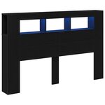 vidaXL Tête de lit LED avec étagère Chêne noir 160 x 18 5 x 103 5 cm