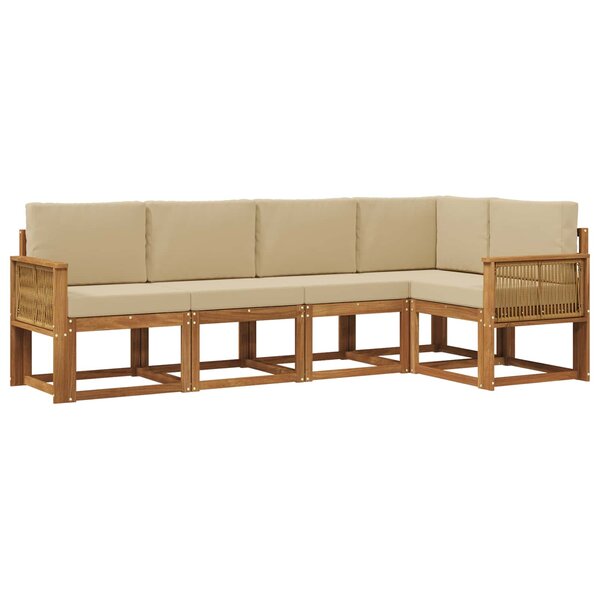 vidaXL Ensemble de canapés d'extérieur 5 pc Naturel et Beige Polyester