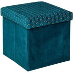 Pouf pliant velours Liam - Bleu canard